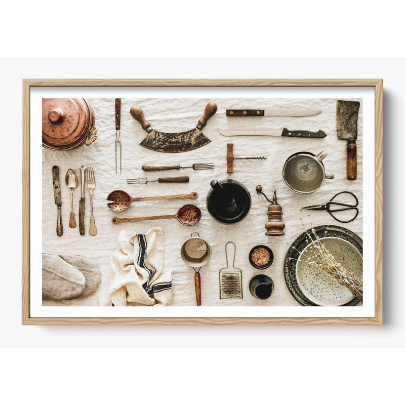 «My Mother's Table», H 30 po x l 42 po, Impression encadrée avec passe-partout, Bois naturel