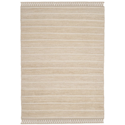 Abas Natural Fiber Hand Woven Jute/Nz Wool Geometric Rug