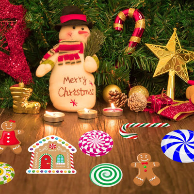 57PCS menthe poivrée autocollants de sol autocollants muraux de Noël autocollants de Noël pour le mur autocollants de Noël pour le mur de bonbons autocollants muraux de Noël pour la décoration de bonbons