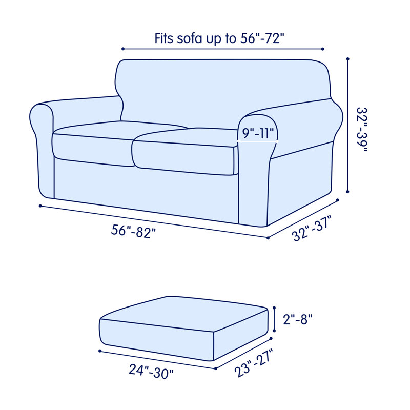 3 Piece Stretch Jacquard Couch Cover, Sofa Slipcover for 2 Cushion Couch, Machine Washable Furniture Protector(Loveseat, Gray)