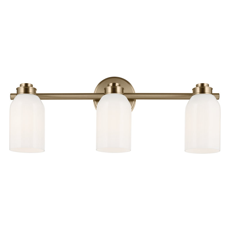 24.25" 3-Light Vanity Light with White Opal Glass, Bronze