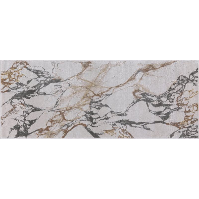 Ilios Collection Abstract Textured Gold and Grey Rug, Rectangle 5'3" x 7'7"