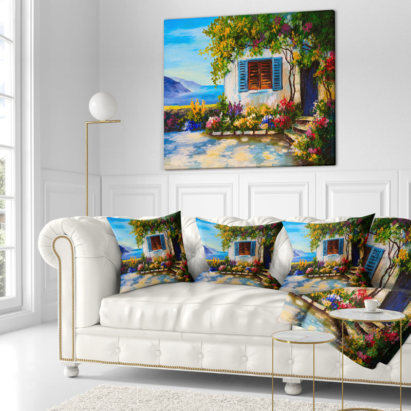 Huile House House, 18 po x 18 po, Coussin décoratif