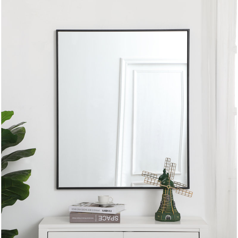 Sabine Metal Rectangle Wall Mirror, 36" x 30", Black