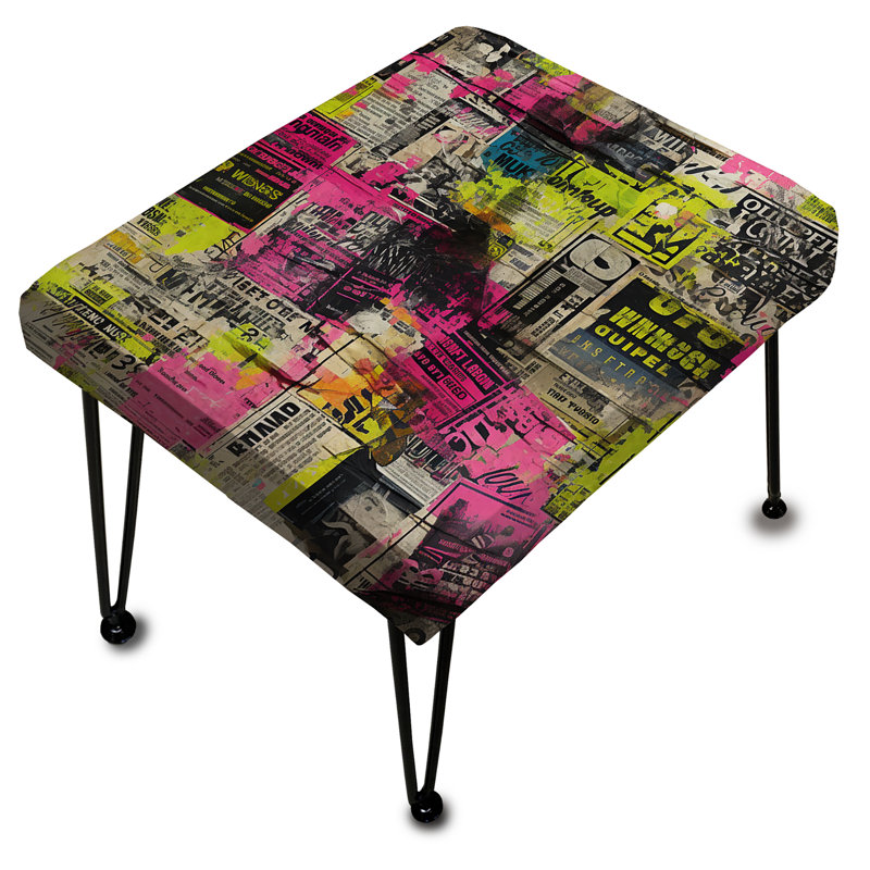 Collage de journal néon Poupart - repose-pieds rectangulaire abstrait