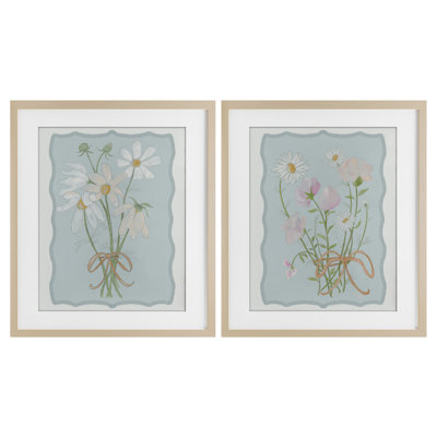 Vintage Spring Clippings 2pc Framed Print Under Glass Set, design by Leslie Hermosa