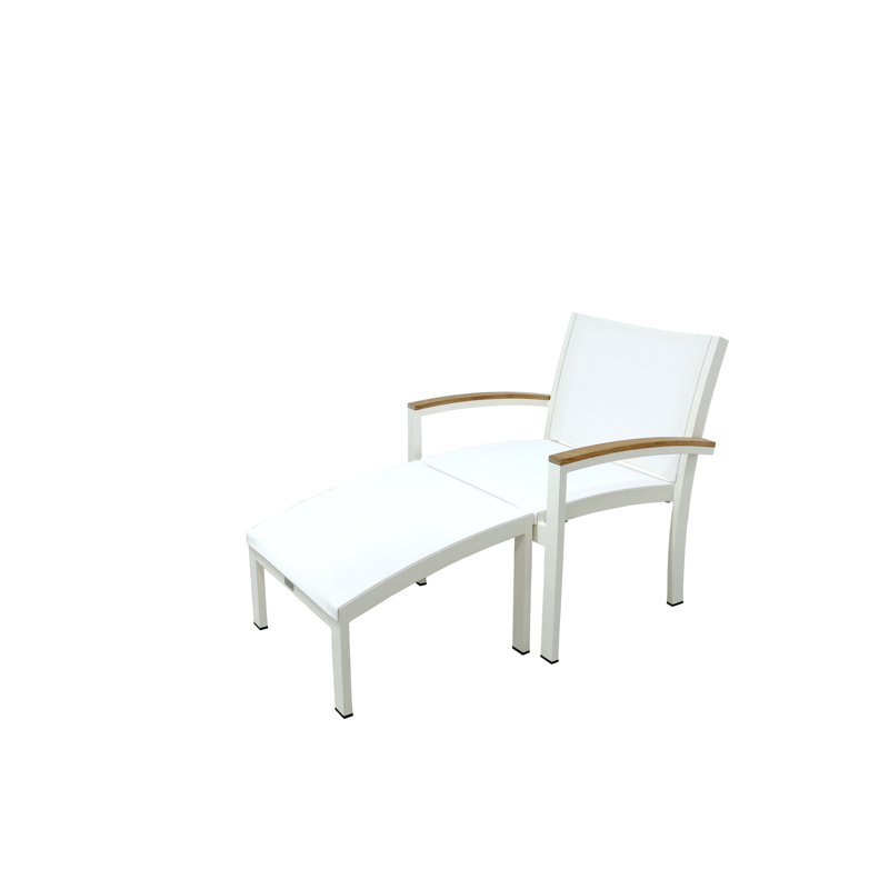 Tribeca Aluminum Teak Sling Stacking Lounge Chair, White/Brown