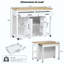 Îlot de cuisine avec table de salle à manger extensible, table de cuisine en placage de bois d'hévéa avec support de rangement interne, prise de courant, îlot de cuisine avec rangement 2 tiroirs et 2 armoires-1758081555