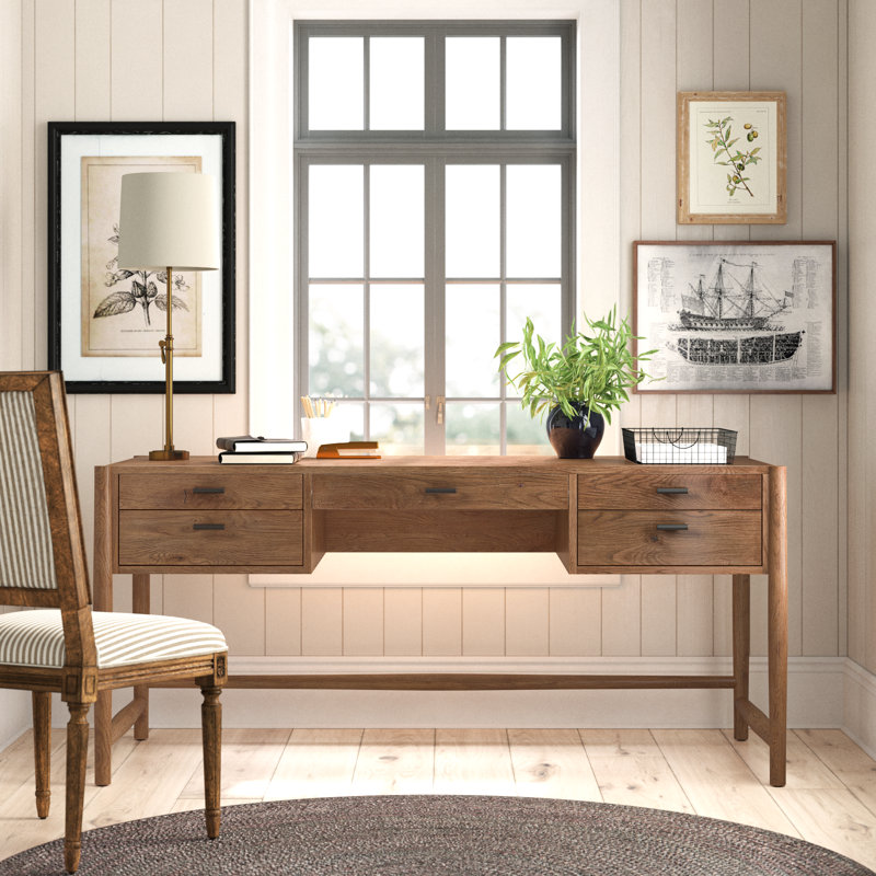 Cayenne Solid Wood Writing Desk, Weathered Oak