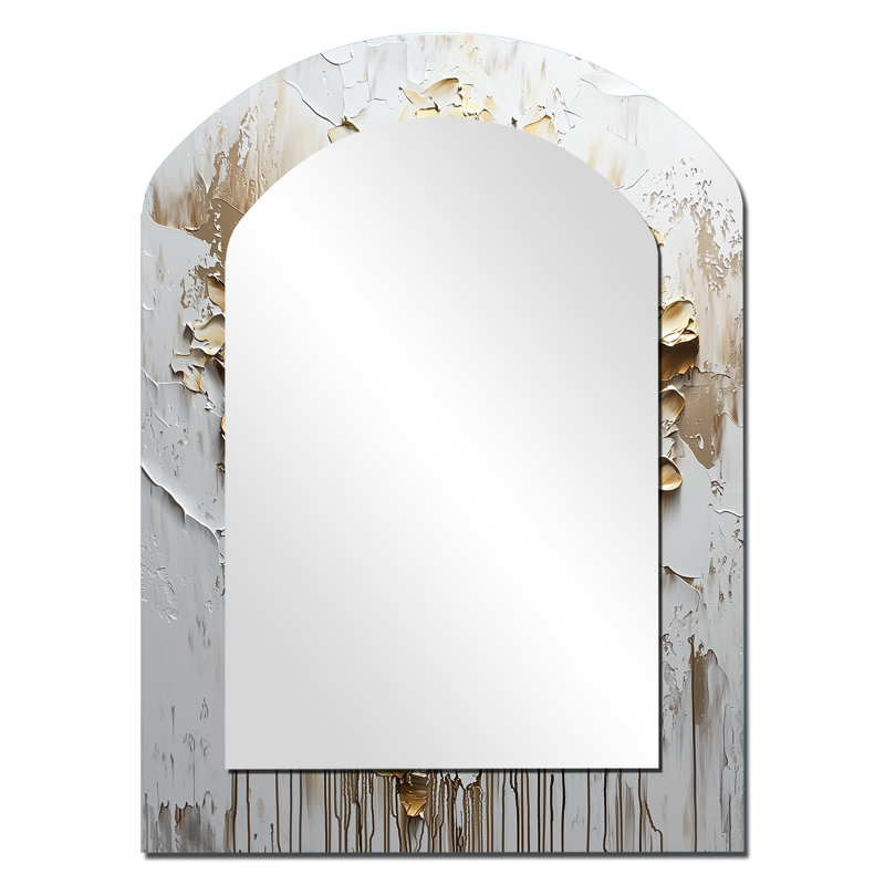 Miroir mural or et blanc, 34 po x 25 po