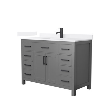 Meuble-lavabo simple autoportant 48 po avec plateau en quartz Beckett