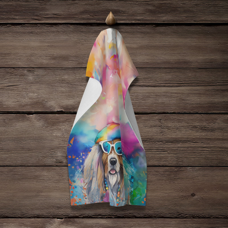 Bearded Collie Hippie Dawg Kitchen Towel