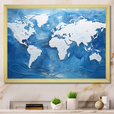 " Majestic Meridians Blue World Map I "