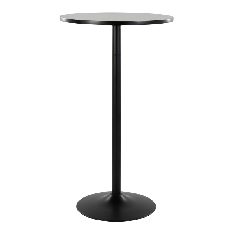 Mid-Century Modern Table Adjusts From Dining To Bar In Black Metal And Black Wood, Black