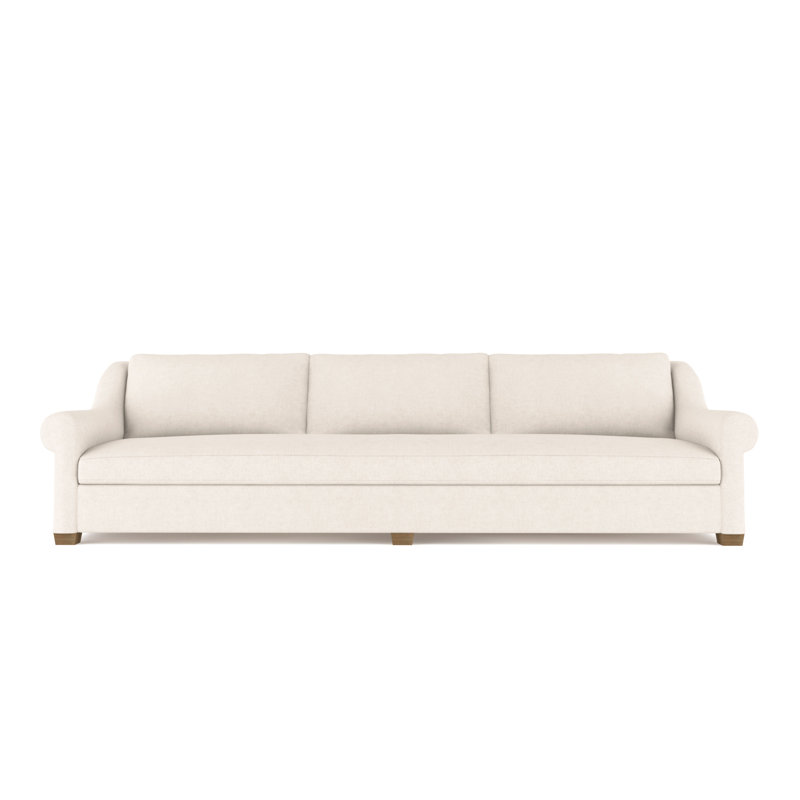 Thompson Rolled Slope-Arm Sofa, 32" H x 96" W x 41" D, Plush Velvet Alabaster, Ebony