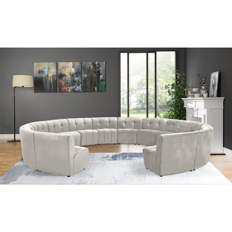 Jedson Velvet Sectional Symmetrical, Cream Velvet