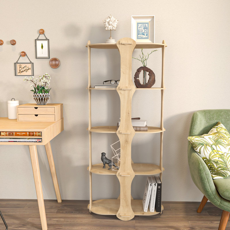 Strawn Bones 136cm H Screwless Design Natural Bookcase