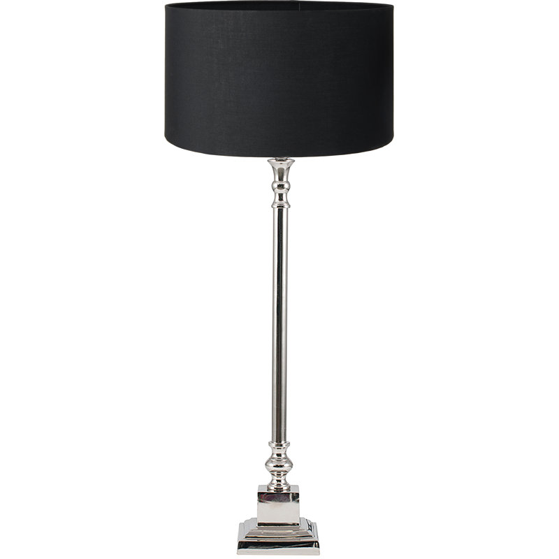 Beedon Metal Table Lamp, Poly-Blend, Silver, Black