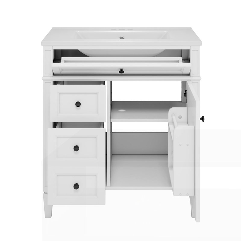 Modern Bathroom Storage Cabinet with 2 Drawers and a Tip-out Drawer