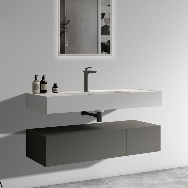 Ensemble de meuble-lavabo simple 47,2 po avec plateau en bois manufacturé Amilyn