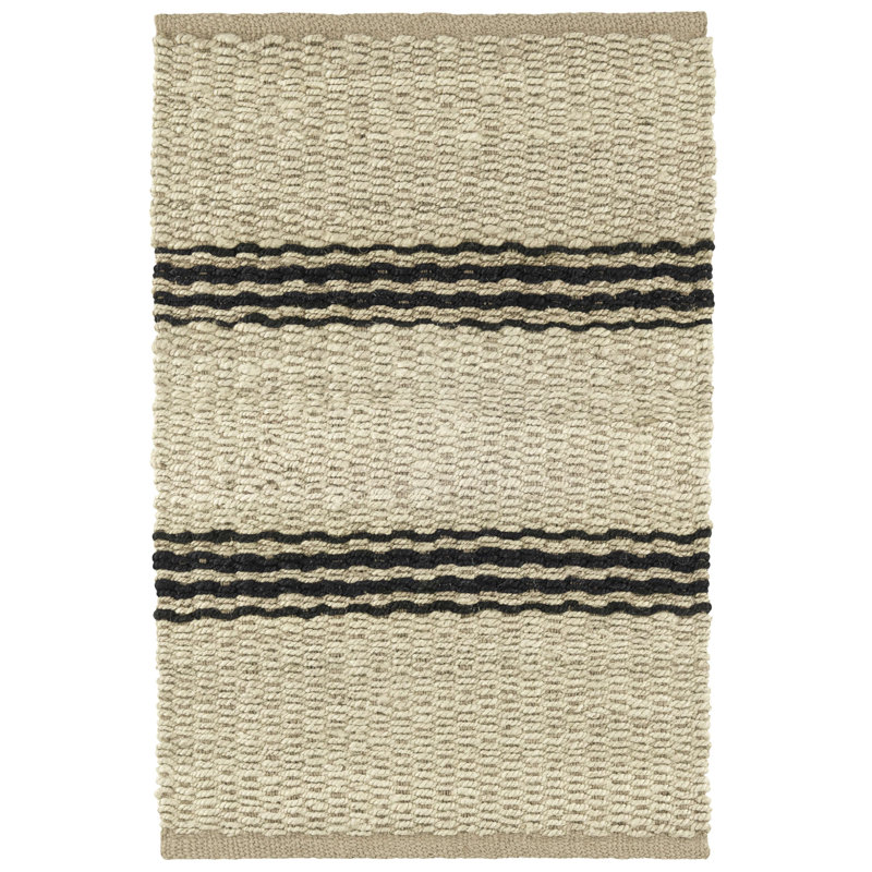 Jute Ticking Black Handwoven Jute Rug, Rectangle 10' x 14'