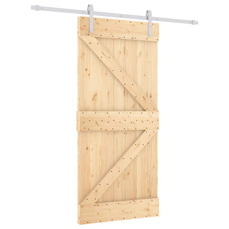 Porte coulissante avec quincaillerie Vidaxl, 37,4 po x 82,7 po, Blanc/naturel
