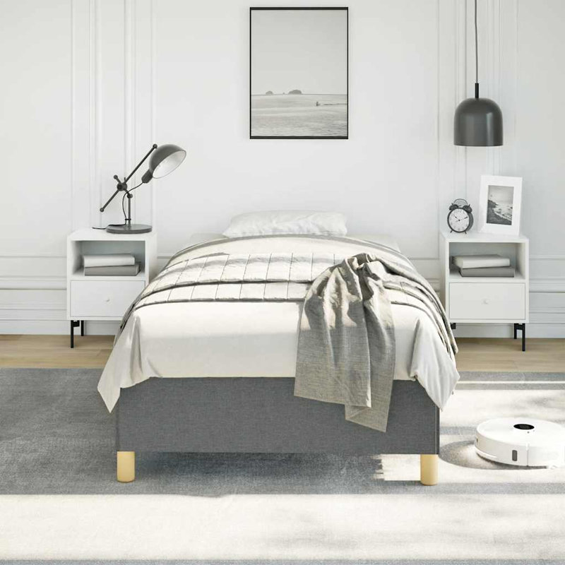 Maritha Bed Frame, Fabric Upholstered Platform Bed Frame, No Mattress, Twin XL, Dark Gray