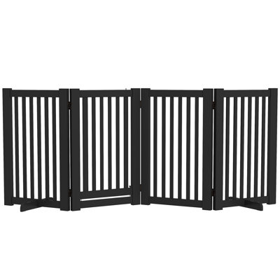 Free Standing Wooden Pet Gate with Open Door 4 Panel