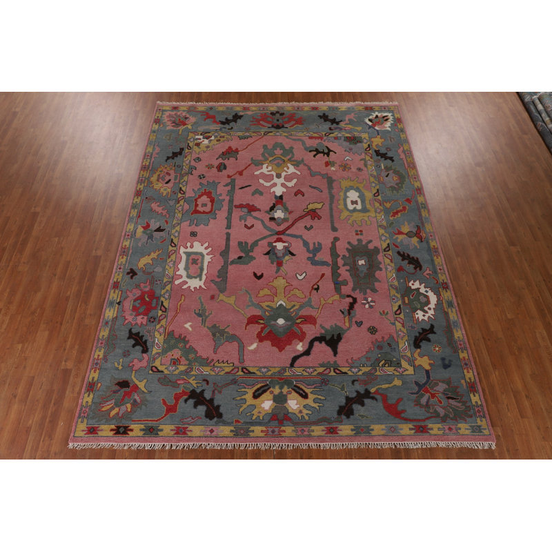 Tapis rose fait à la main Oushak 9 x 12