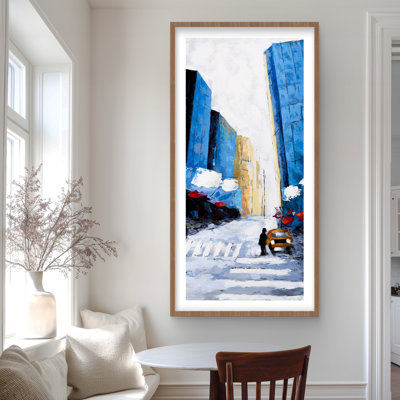 Blue Buildings - Blue Bedroom Framed Matted Print for Decor