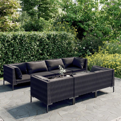 Brayden Studio 8 Piece Garden Lounge Set With Cushions Poly Rattan Dark Grey
