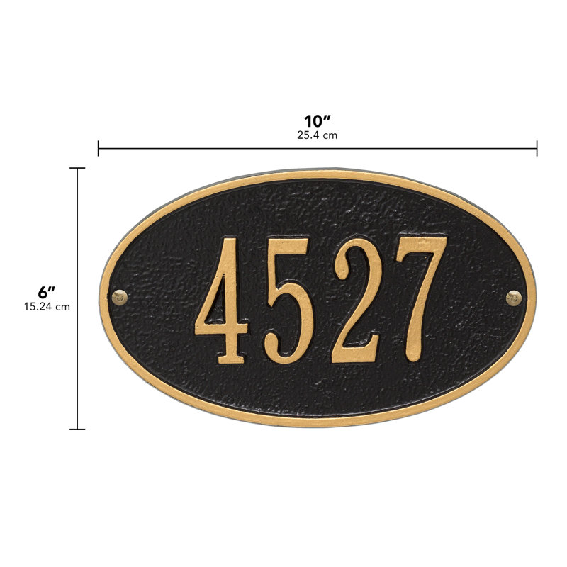 1-Line Wall Address Plaque, Black / Gold, Yes