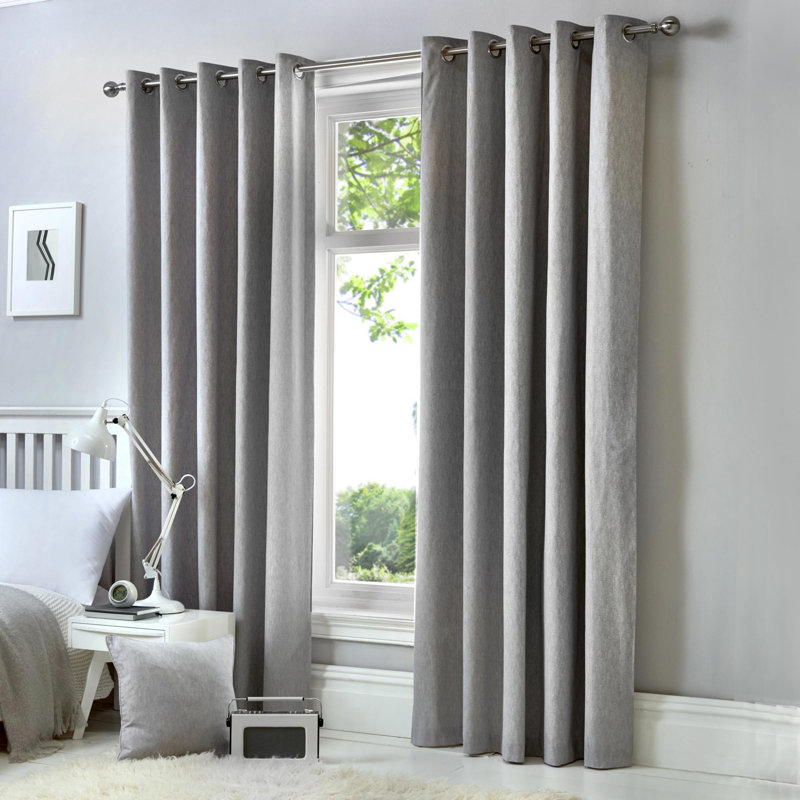 Cannes 100% Cotton Blackout Sliding Panel Pair, Silver, 58.50cm Width x 137cm Drop