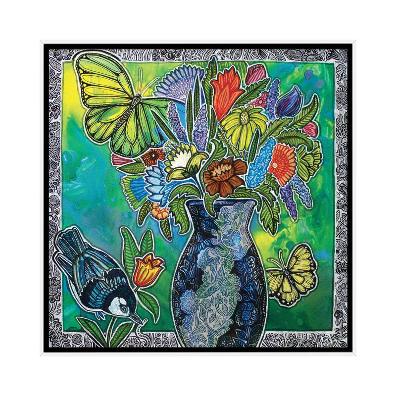 From The Garden by Lynnette Shelley - Floater Frame Painting on Canvas, Brown Floater Frame, 66.04 cm H x 66.04 cm W