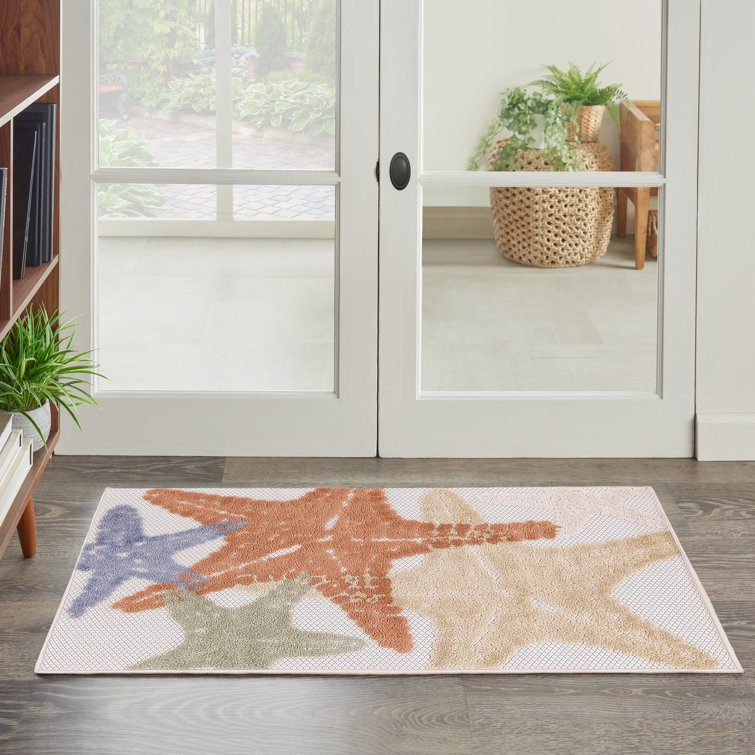 Antwanett Coastal Marine Life Power Loomed Indoor / Outdoor Rug