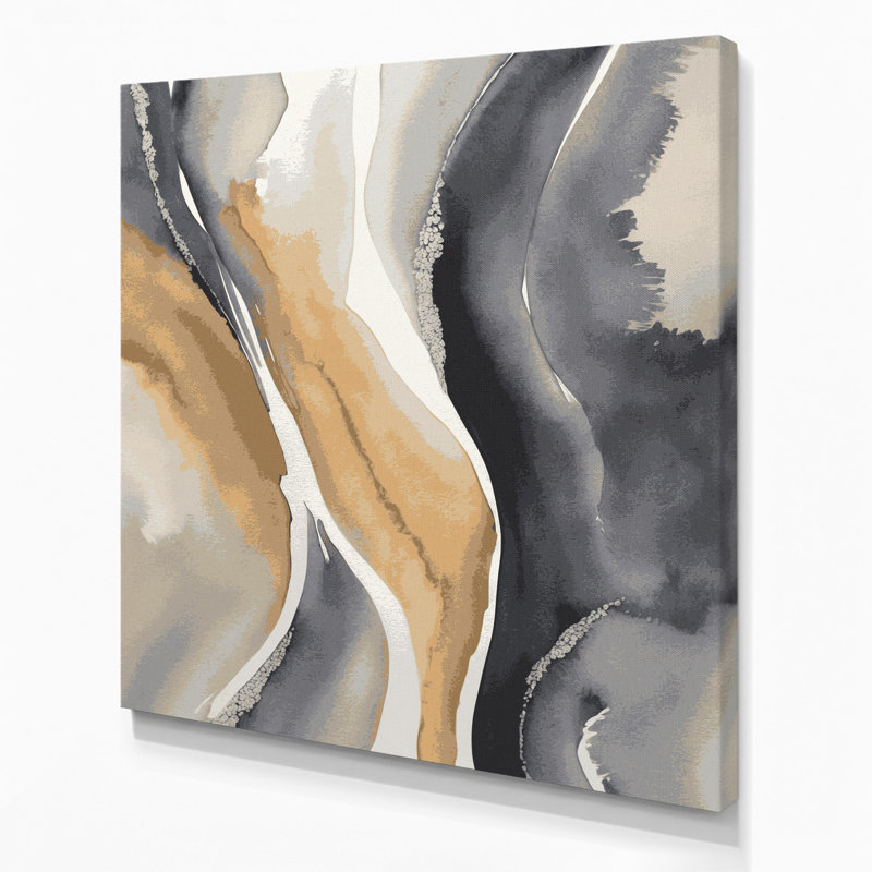 Aquarelle abstraite 25, art mural sur toile beige, H 12 po x l 12 po