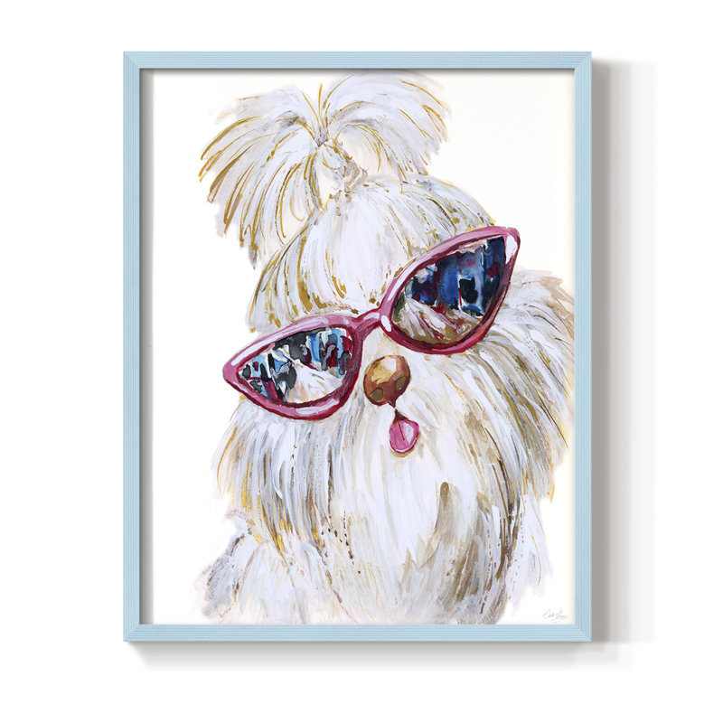 Shi Tzu Shades, reproduction encadrée - bois massif, H 30 po x l 24 po, Bleu