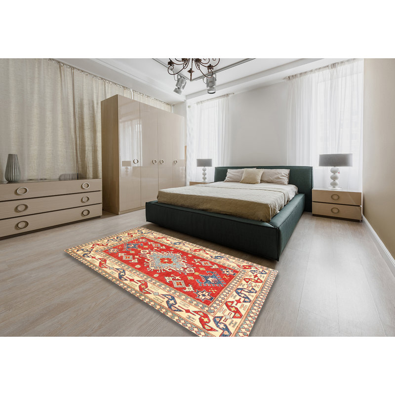Tapis traditionnel rouge / beige Hemming, Rectangle 5 pi x 7 pi