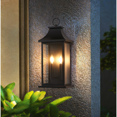 Modern Outdoor Wall Lantern Automated Dusk to Dawn Sensor Black(Set of 2)