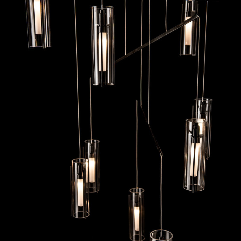 Exos 10-Light Mobile Pendant - Bronze - Opal Glass - Standard Overall Height, Clear Glass, 68", Ink