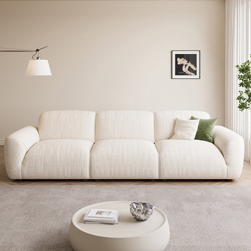 Canapé modulaire réglable en chenille blanc crème, H 33,86 po x l 118,11 po x P 40,55 po