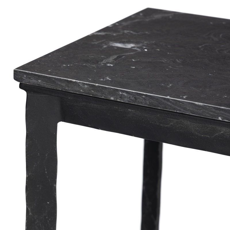 Robles Console Table-Charcoal Marble, Charcoal Marble, Hammered Black Iron