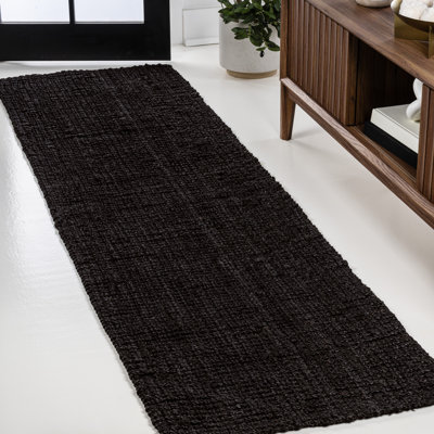 Tapis noir en jute tissé à la main Dropati Pata