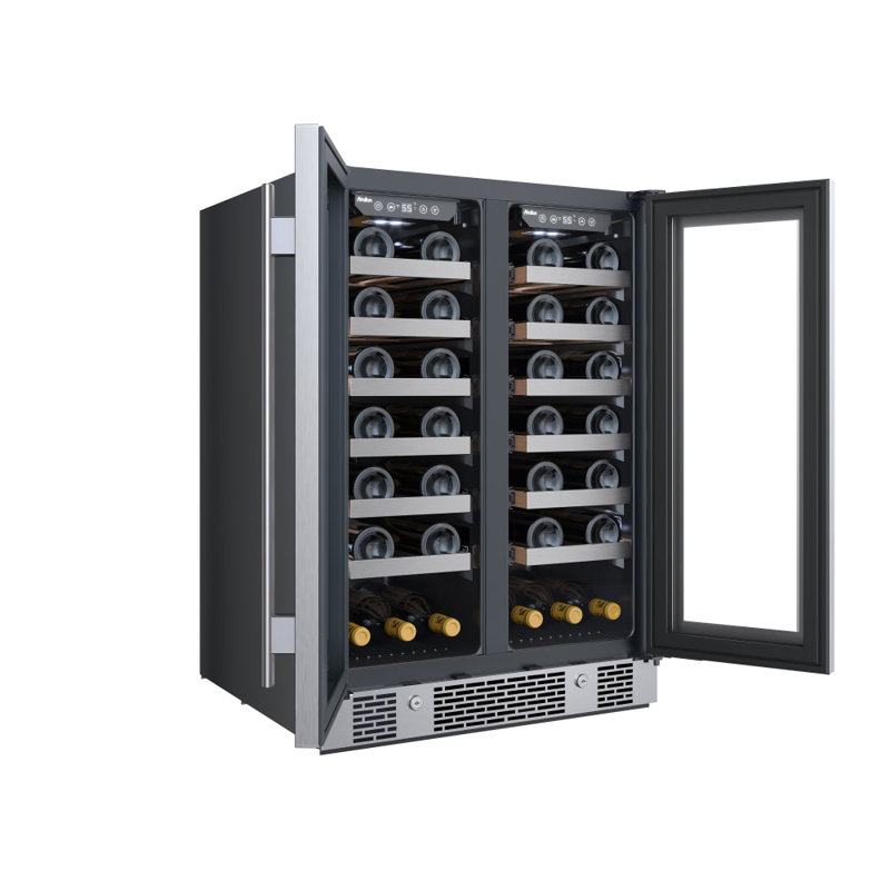 Stainless Steel 24-Inch Dual Zone French Door Wine Cooler