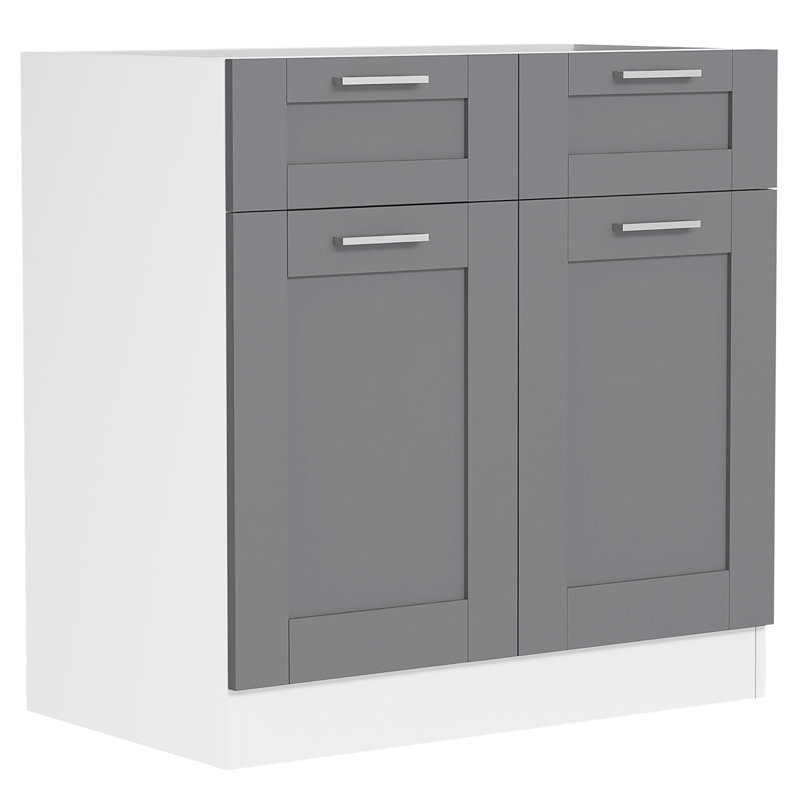 Samule 82Cm H x 80Cm W x 46Cm D Manufactured Wood Standard Base Cabinet, White/Anthracite