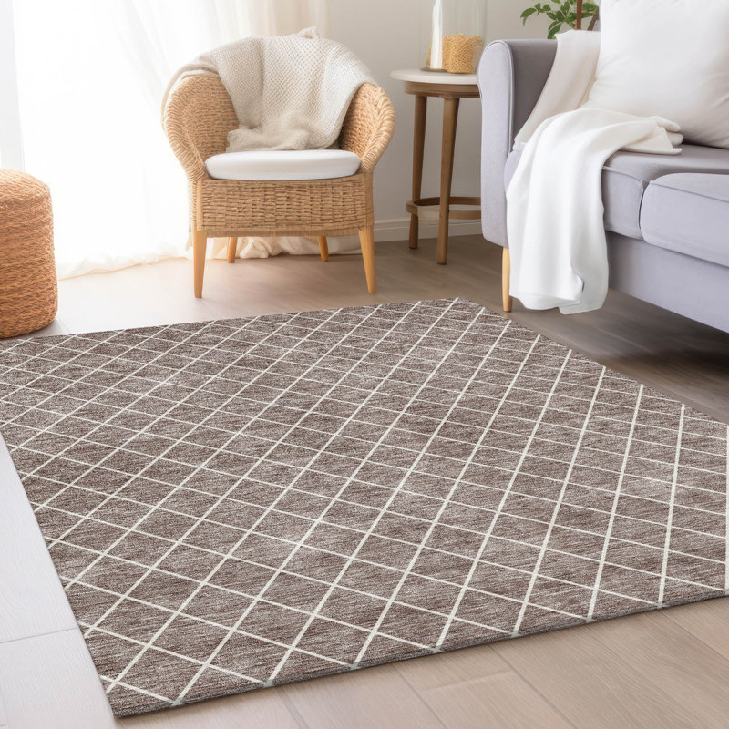 Premium Machine Washable Prisco Taupe Rug, Rectangle 3' x 5'