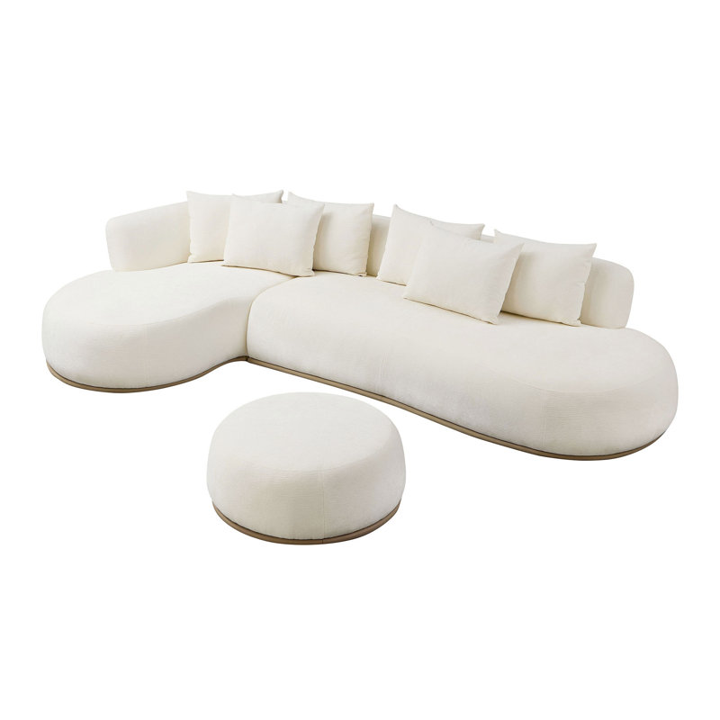Canapé modulaire surdimensionné en L avec repose-pieds, Beige