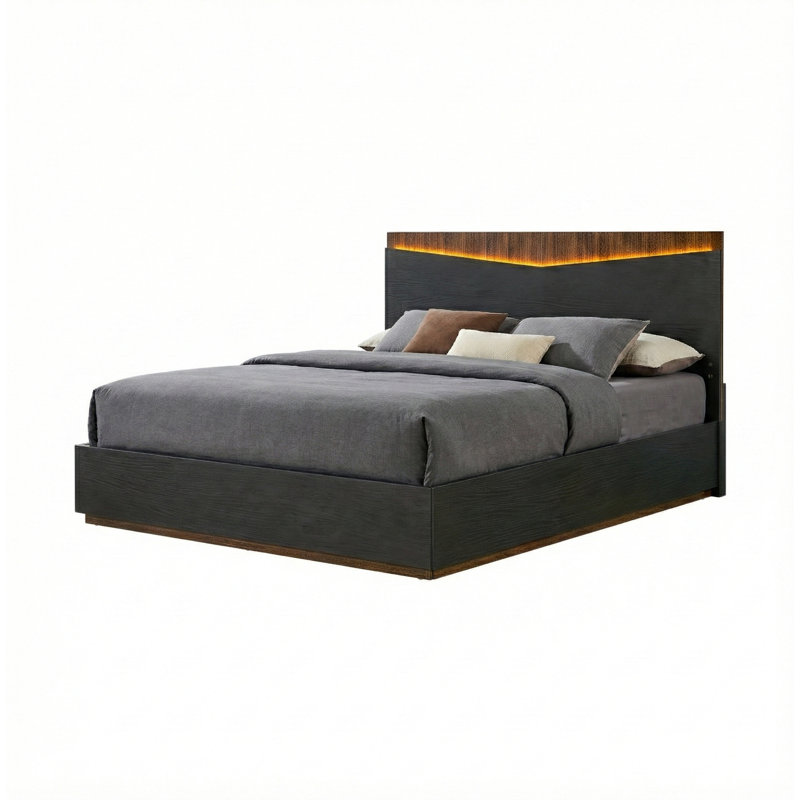 Kayner Bed With LED Lights - Charcoal, King