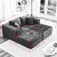 Canapé-lit modulaire 106 po Cloud, canapé modulaire moderne pour siège profond, sans assemblage, velours côtelé noir, 2 sièges, siège mi-moelleux, rembourrage en mousse, espace principal idéal avec confort-1426011517
