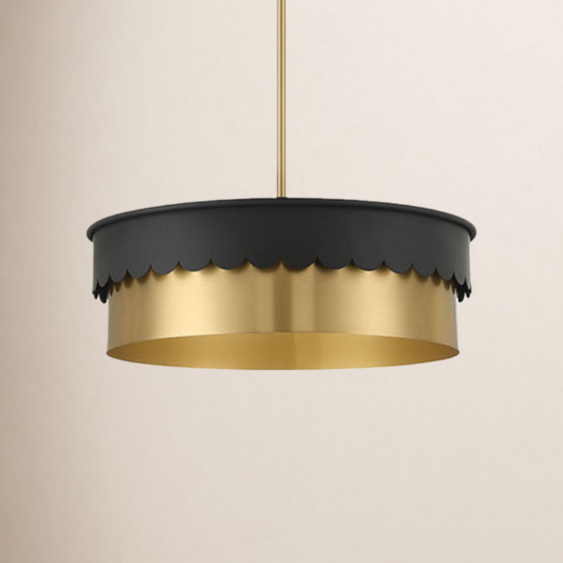Dulcia 4 - Light Drum Pendant, Matte Black/Natural Brass